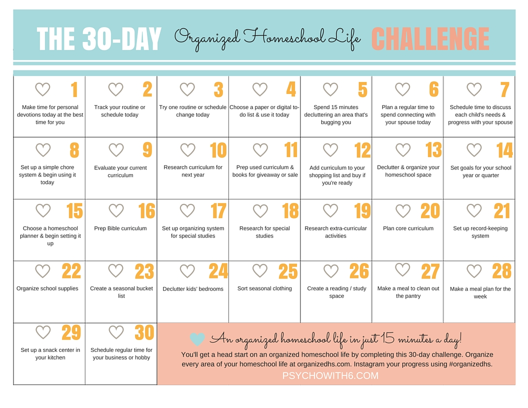 30 Day Organized Homeschool Life Challenge